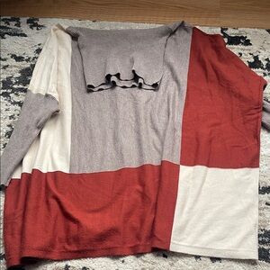 Color Block Sweater in Red and Cream